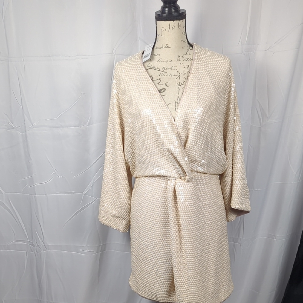 bebe Elegant Cream Sequin Dress